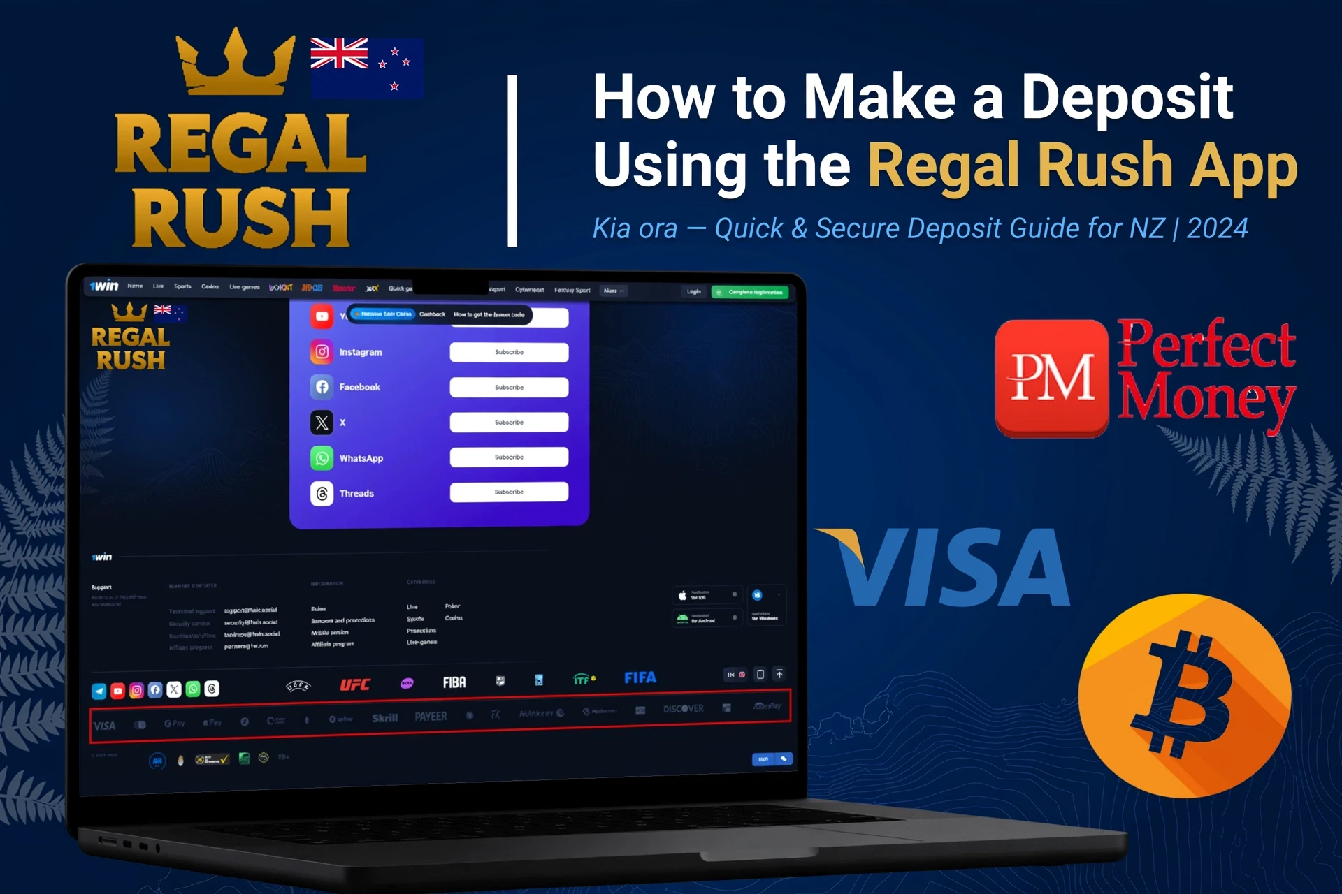 Registration process on the Regal Rush Casino mobile platform with social login options